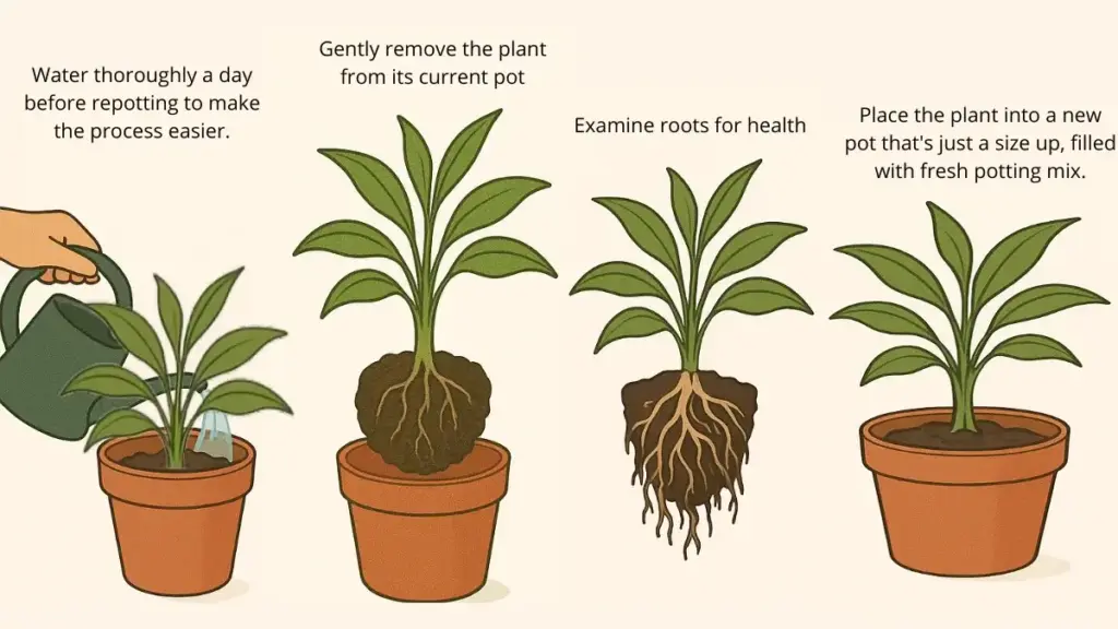 Housplant repotting technique