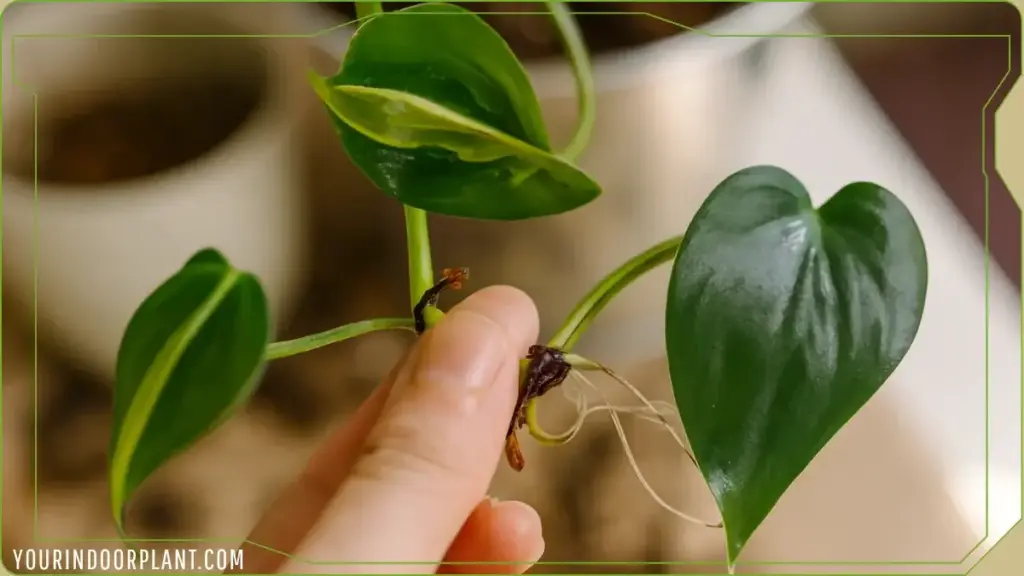 Heartleaf Philodendron Plant Care | Philodendron Hederaceum 3 Healthy Philodendron hederaceum roots during propagation