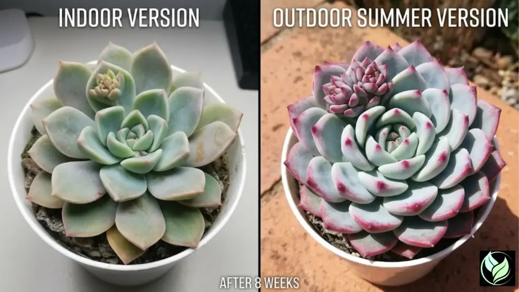 Echeveria — indoor version vs outdoor summer version