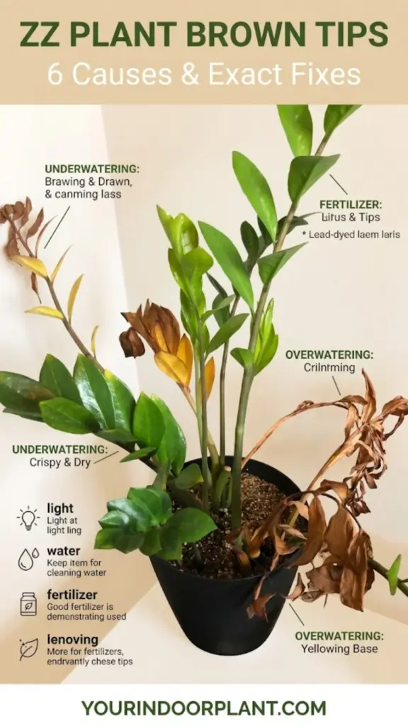 ZZ Plant Brown Tips 6 Causes Exact Fixes1
