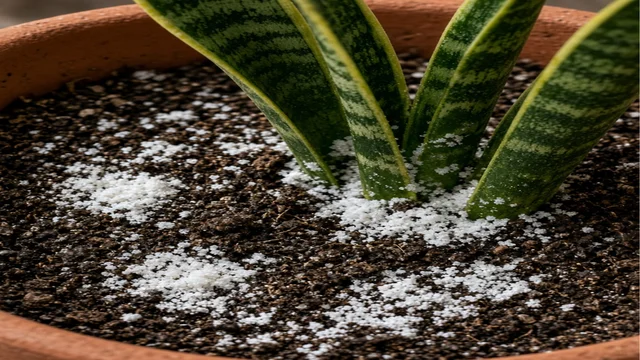 White salt crust on soil surface
